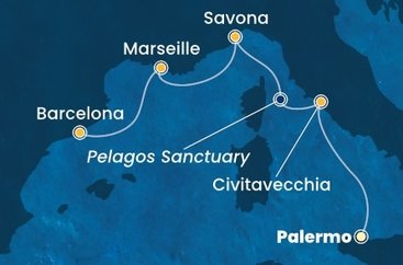 Taliansko, Francúzsko, Španielsko z Palerma na lodi Costa Toscana