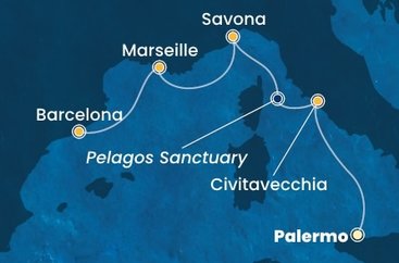 Taliansko, Francúzsko, Španielsko z Palerma na lodi Costa Toscana