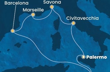 Taliansko, Francúzsko, Španielsko, Malta z Palerma na lodi Costa Pacifica