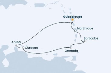 Guadeloupe, Aruba, Curacao, Grenada, Barbados, Martinik z Pointe-à-Pitre na lodi Costa Fascinosa