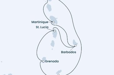 Guadeloupe, Trinidad a Tobago, Grenada, Svätá Lucia, Barbados, Martinik z Pointe-à-Pitre na lodi Costa Fascinosa