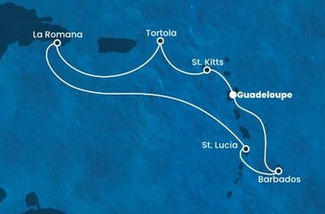 Guadeloupe, Svätý Krištof a Nevis, Britské Panenské ostrovy, Dominikánska republika, Svätá Lucia, Barbados z Pointe-à-Pitre na lodi Costa Fascinosa