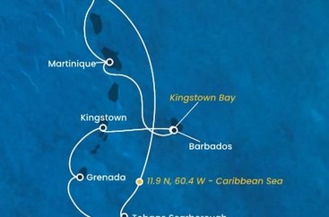 Guadeloupe, , Trinidad a Tobago, Grenada, Svätý Vincent a Grenadiny, Barbados, Martinik z Pointe-à-Pitre na lodi Costa Fortuna