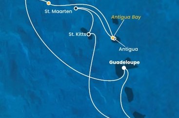 Guadeloupe, Britské Panenské ostrovy, , Antigua a Barbuda, Svatý Martin, Svätý Krištof a Nevis, Martinik z Pointe-à-Pitre na lodi Costa Fortuna