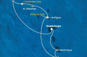 Guadeloupe, Britské Panenské ostrovy, , Svatý Martin, Antigua a Barbuda, Svätá Lucia, Martinik z Pointe-à-Pitre na lodi Costa Fortuna