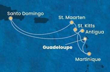 Guadeloupe, Svätý Krištof a Nevis, Svatý Martin, Dominikánska republika, Antigua a Barbuda, Martinik z Pointe-à-Pitre na lodi Costa Favolosa