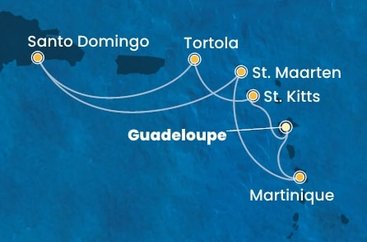 Guadeloupe, Svätý Krištof a Nevis, Britské Panenské ostrovy, Dominikánska republika, Svatý Martin, Martinik z Pointe-à-Pitre na lodi Costa Favolosa