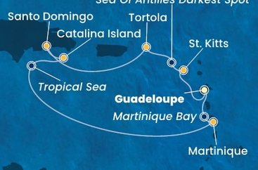 Guadeloupe, Svätý Krištof a Nevis, Jamajka, Britské Panenské ostrovy, Dominikánska republika, , Martinik, Francúzsko z Pointe-à-Pitre na lodi Costa Fascinosa