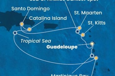 Guadeloupe, Svätý Krištof a Nevis, Jamajka, Svatý Martin, Dominikánska republika, , Martinik, Francúzsko z Pointe-à-Pitre na lodi Costa Fascinosa