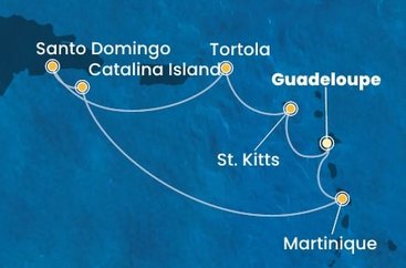 Guadeloupe, Svätý Krištof a Nevis, Britské Panenské ostrovy, Dominikánska republika, Martinik z Pointe-à-Pitre na lodi Costa Fascinosa