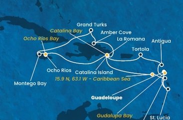 Guadeloupe, , Antigua a Barbuda, Britské Panenské ostrovy, Dominikánska republika, Jamajka, Veľká Británia, Dominika, Svätá Lucia z Pointe-à-Pitre na lodi Costa Fascinosa
