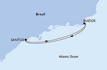 Brazília zo Santosu na lodi MSC Meraviglia
