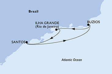 Brazília zo Santosu na lodi MSC Meraviglia