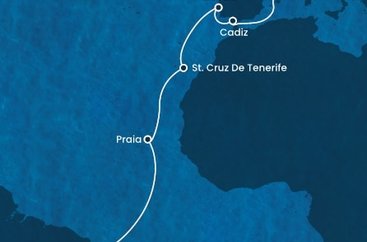 Brazília, Kapverdy, Španielsko, Portugalsko z Recife na lodi Costa Pacifica