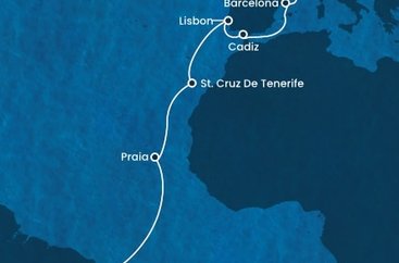 Brazília, Kapverdy, Španielsko, Portugalsko, Francúzsko z Recife na lodi Costa Pacifica