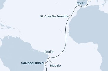 Brazília, Španielsko z Rio de Janeira na lodi Costa Favolosa
