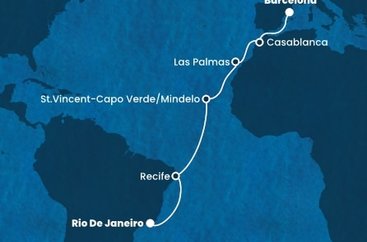 Brazília, Kapverdy, Španielsko, Maroko z Rio de Janeira na lodi Costa Favolosa