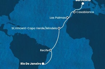Brazília, Kapverdy, Španielsko, Maroko z Rio de Janeira na lodi Costa Favolosa