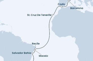 Brazília, Španielsko, Francúzsko, Taliansko z Rio de Janeira na lodi Costa Favolosa