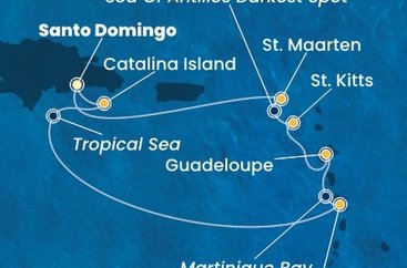 Dominikánska republika, Martinik, Guadeloupe, Svätý Krištof a Nevis, Svatý Martin zo Santa Dominga na lodi Costa Fascinosa