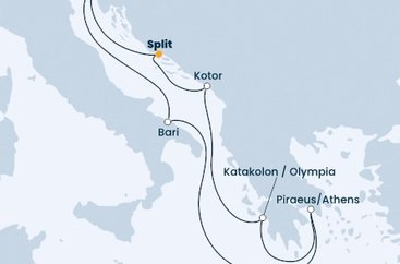 Chorvátsko, Čierna Hora, Grécko, Taliansko zo Splitu na lodi Costa Deliziosa