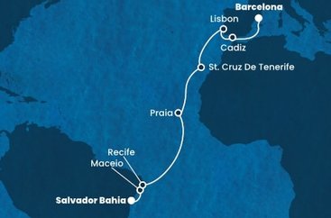 Brazília, Kapverdy, Španielsko, Portugalsko zo Salvadoru na lodi Costa Pacifica