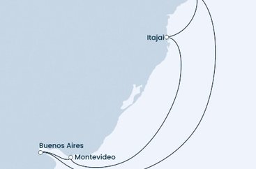 Brazília, Uruguaj, Argentína zo Santosu na lodi Costa Favolosa