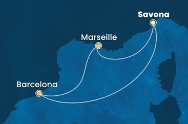 Taliansko, Španielsko, Francúzsko ze Savony na lodi Costa Diadema