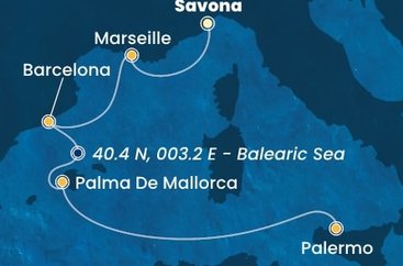 Taliansko, Francúzsko, Španielsko ze Savony na lodi Costa Toscana