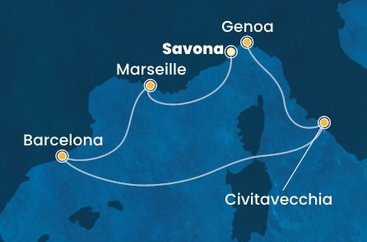 Taliansko, Francúzsko, Španielsko ze Savony na lodi Costa Toscana