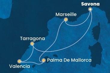 Taliansko, Španielsko, Francúzsko ze Savony na lodi Costa Diadema