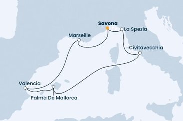 Taliansko, Španielsko, Francúzsko zo Savony na lodi Costa Diadema