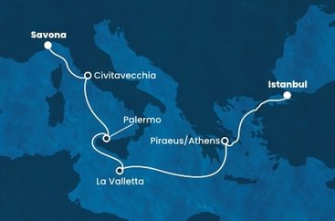 Taliansko, Malta, Grécko, Turecko zo Savony na lodi Costa Fortuna