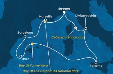 Taliansko, , Francúzsko, Španielsko zo Savony na lodi Costa Toscana
