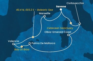 Taliansko, , Španielsko, Francúzsko zo Savony na lodi Costa Pacifica