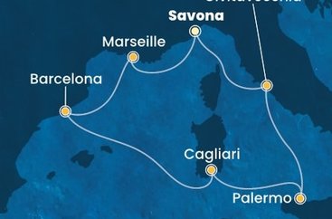 Taliansko, Francúzsko, Španielsko ze Savony na lodi Costa Smeralda