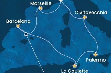 Taliansko, Francúzsko, Španielsko, Tunisko ze Savony na lodi Costa Pacifica