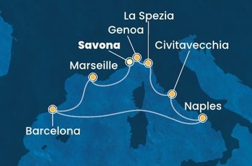 Taliansko, Francúzsko, Španielsko ze Savony na lodi Costa Toscana