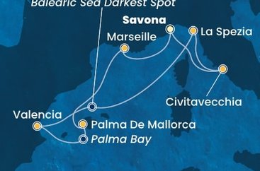Taliansko, Francúzsko, Španielsko ze Savony na lodi Costa Pacifica