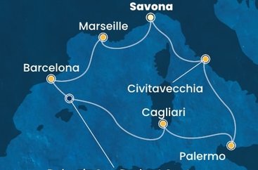 Taliansko, Francúzsko, Španielsko, Sardínia, Sicília ze Savony na lodi Costa Pacifica