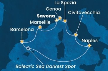 Taliansko, Francúzsko, Španielsko ze Savony na lodi Costa Toscana