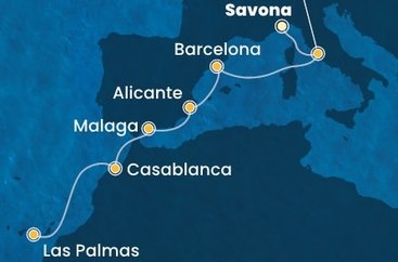 Taliansko, Španielsko, Maroko ze Savony na lodi Costa Pacifica