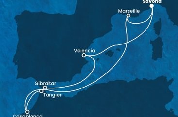 Taliansko, Francúzsko, Maroko, Gibraltár, Španielsko zo Savony na lodi Costa Favolosa