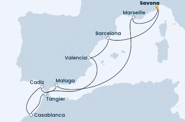 Taliansko, Francúzsko, Španielsko, Maroko zo Savony na lodi Costa Favolosa