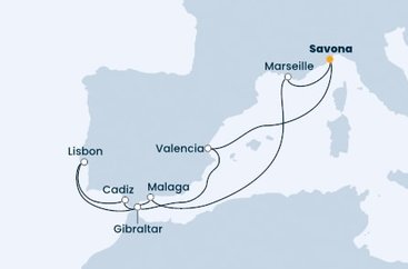 Taliansko, Francúzsko, Španielsko, Portugalsko, Gibraltár zo Savony na lodi Costa Fascinosa