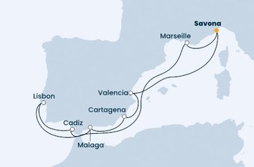 Taliansko, Francúzsko, Španielsko, Portugalsko zo Savony na lodi Costa Fascinosa
