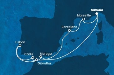 Taliansko, Španielsko, Portugalsko, Gibraltár, Francúzsko zo Savony na lodi Costa Fortuna