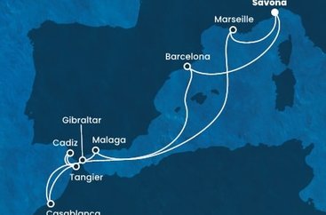 Taliansko, Španielsko, Maroko, Gibraltár, Francúzsko zo Savony na lodi Costa Fascinosa