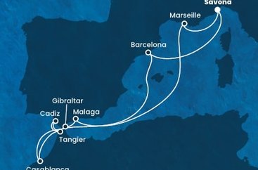 Taliansko, Španielsko, Maroko, Gibraltár, Francúzsko zo Savony na lodi Costa Diadema