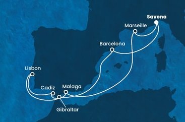 Taliansko, Španielsko, Gibraltár, Portugalsko, Francúzsko zo Savony na lodi Costa Diadema